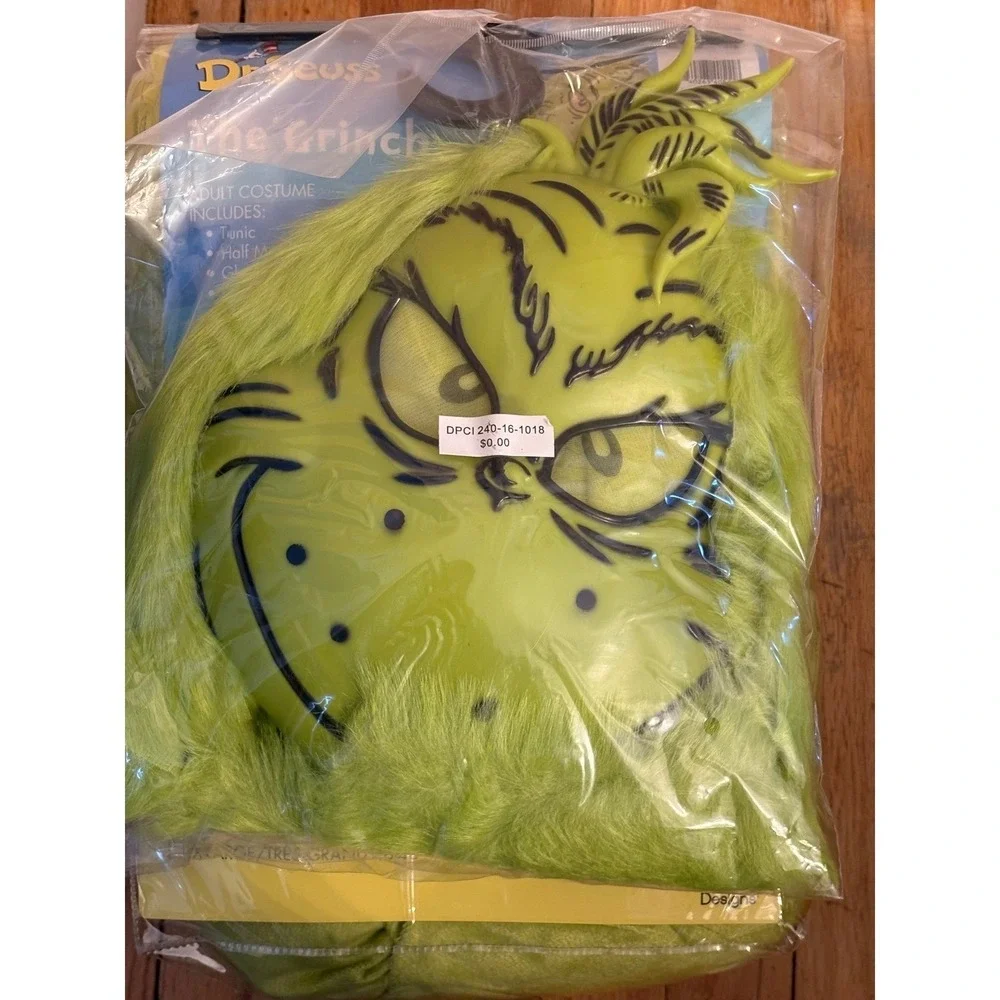 Dr Seuss The Grinch Adult Costume Large 42-44‎ InSpirit Designs 4pc Set Green